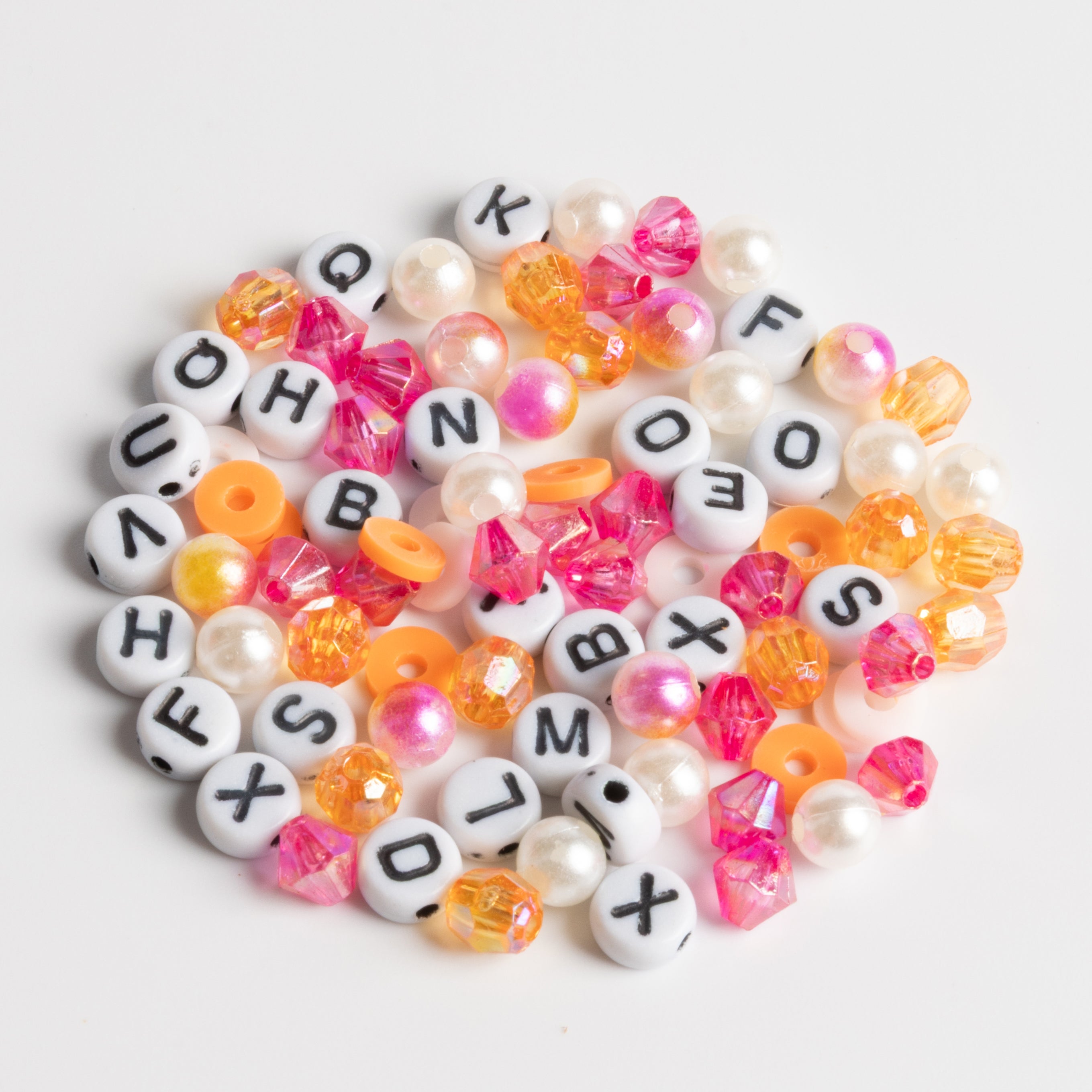 Pink Ghost Charm Neon Pink Beads Orange Pearl Beads Halloween Bracelet Making DIY Jar