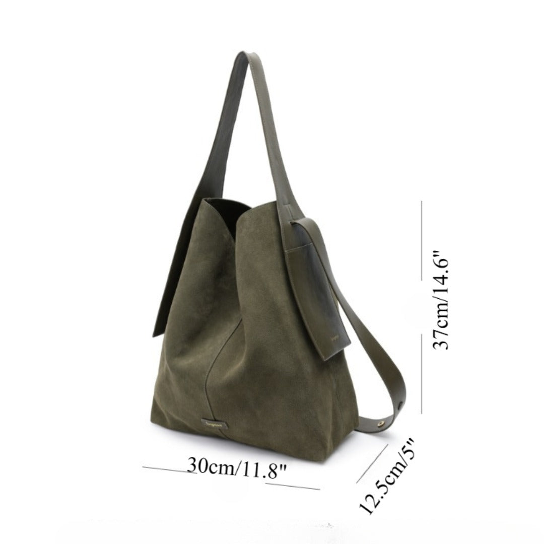 Suede large capacity commuter slouch purse, solid color shoulder bag, casual hobo bag