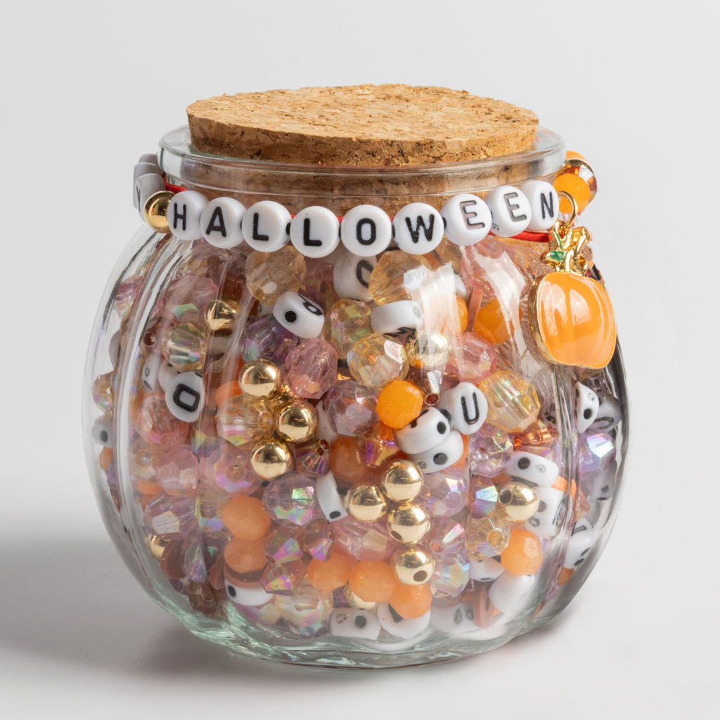 Halloween Pumpkin Charm Fall Colored Beads DIY Jar