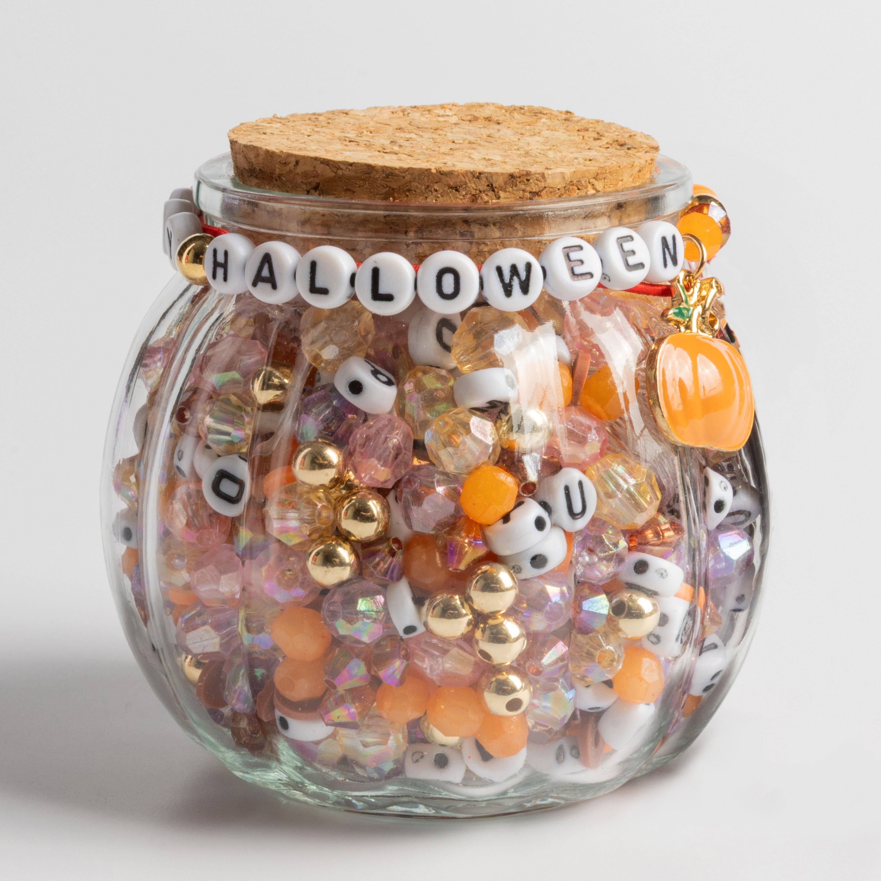Halloween Pumpkin Charm Fall Colored Beads DIY Jar