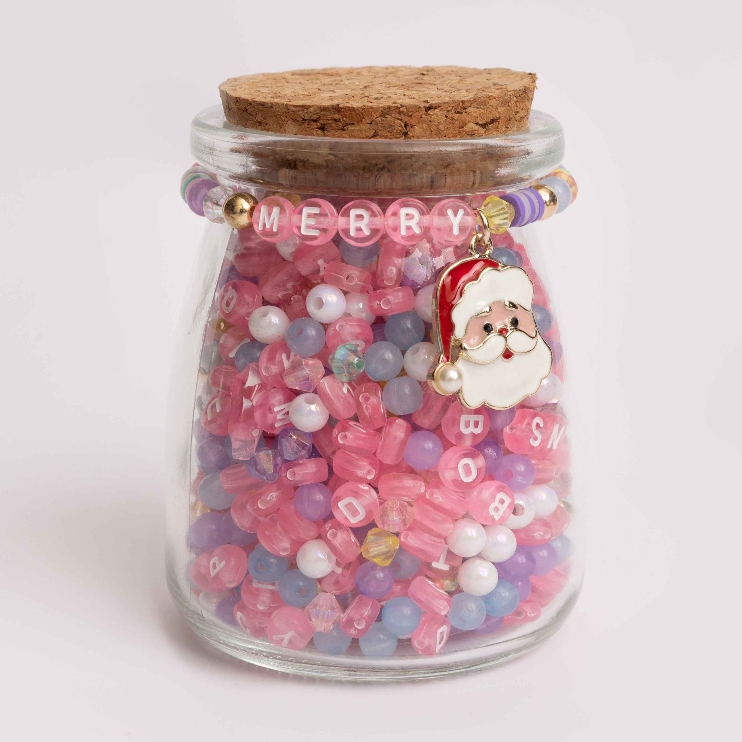 Pinkmas Santa Pastel Pink Christmas Letter Bead DIY Jar