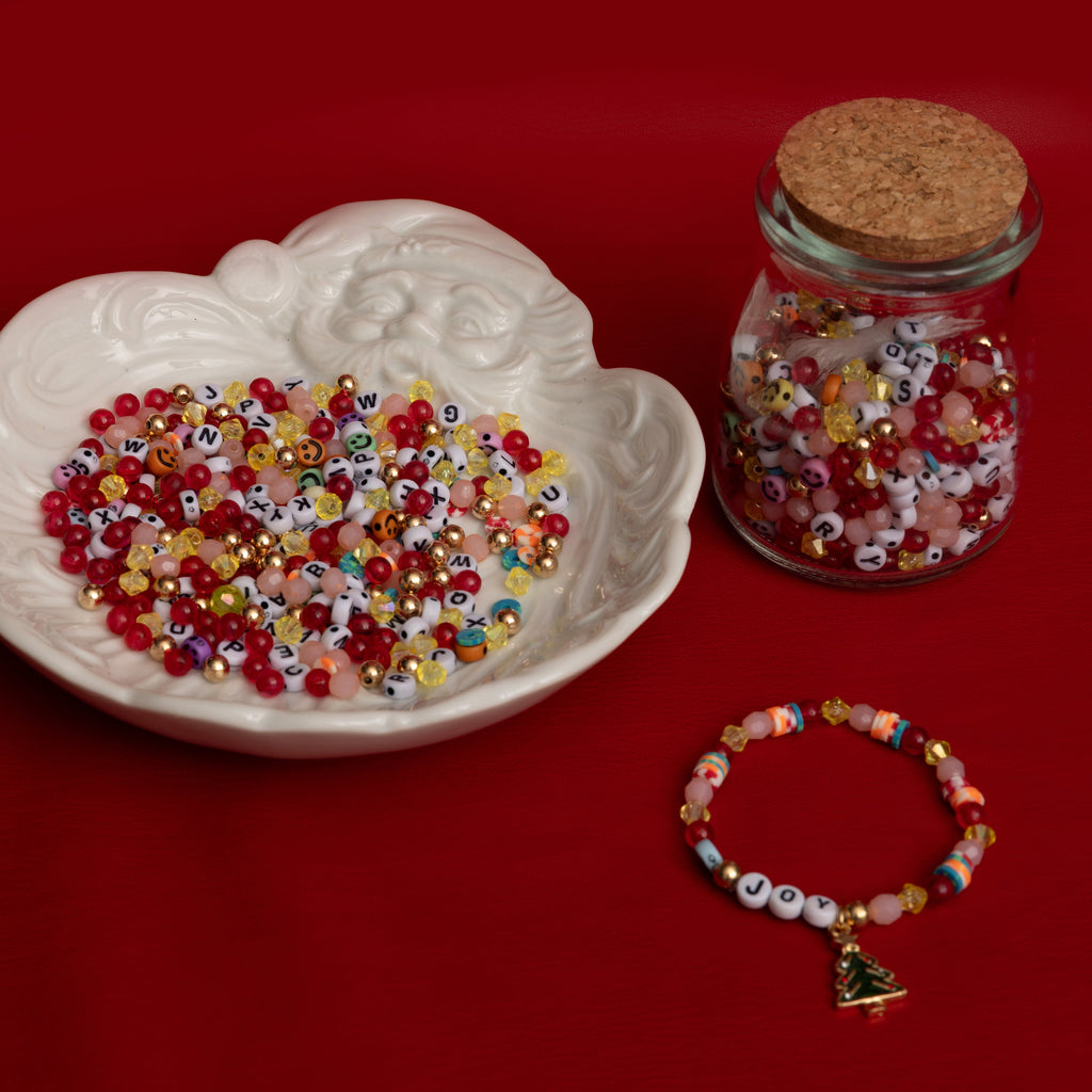 Christmas Joy to the World Nostalgic Colors Letter Bead DIY Jar