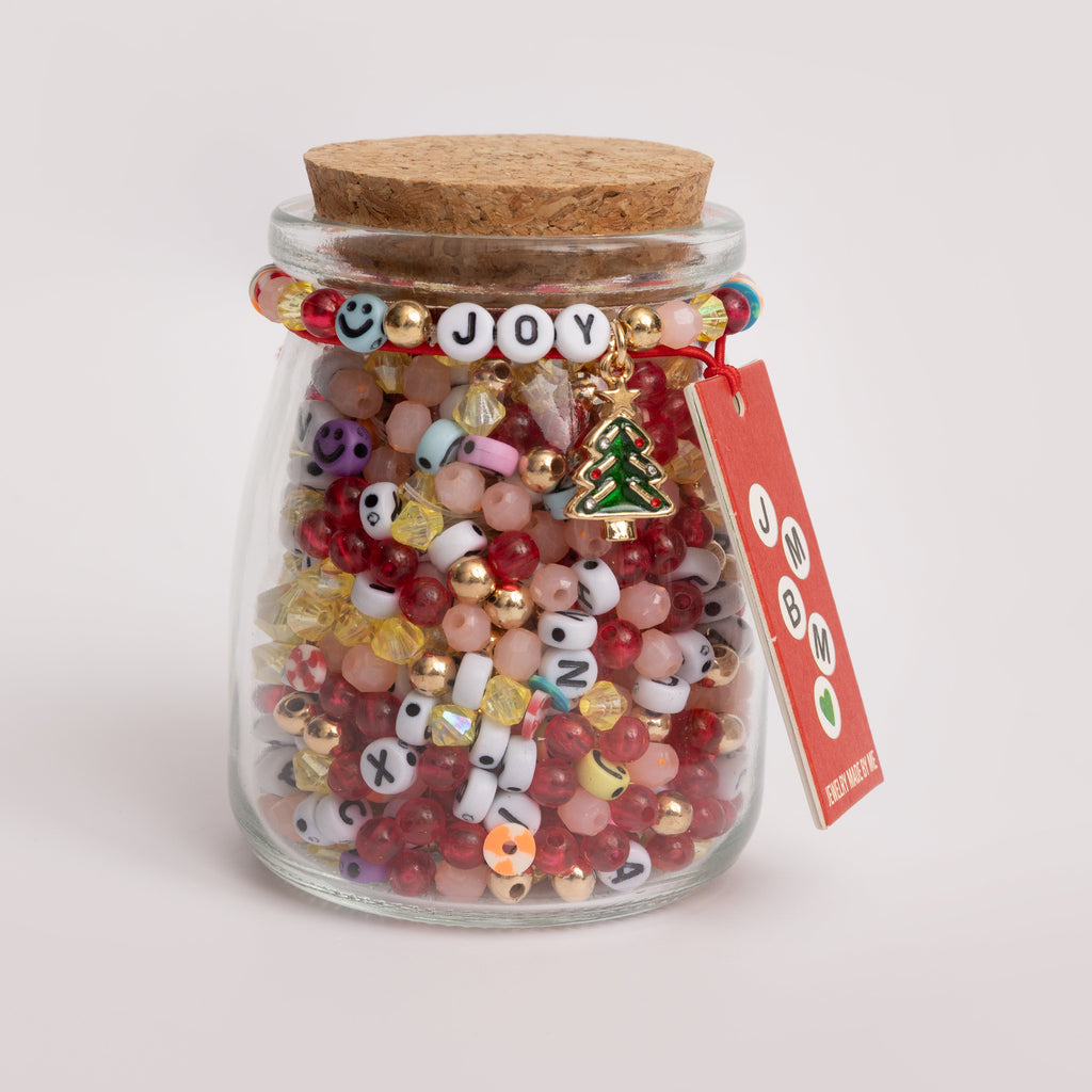 Christmas Joy to the World Nostalgic Colors Letter Bead DIY Jar