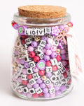 LOVE Purple Flower Beads DIY Letter Bead Jar with Bow