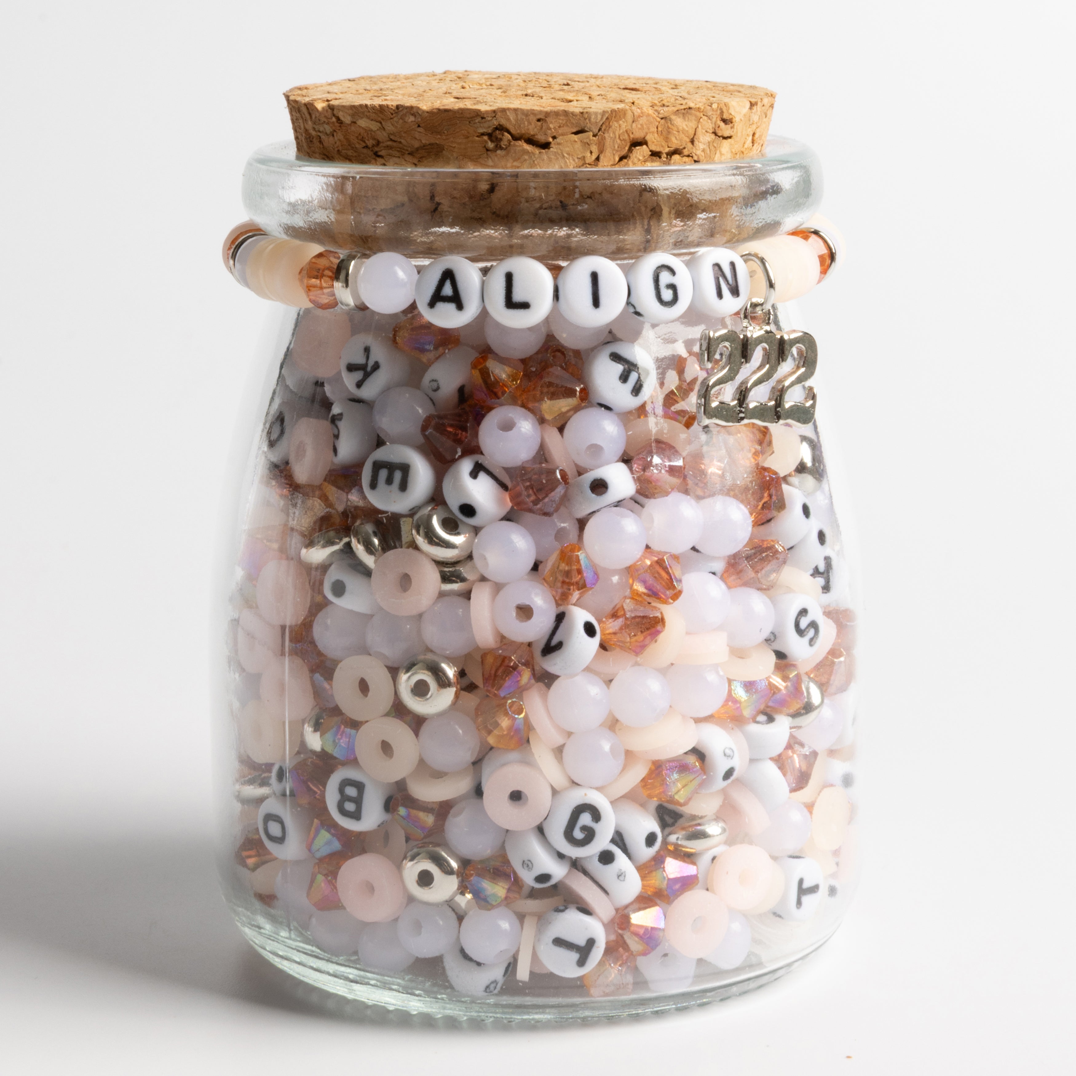 Angel Numbers 222 Charm with Letter Beads DIY Jar