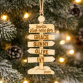 Personalized Family Ornament – Rustic Wooden Christmas Signpost Decor with Custom Engraving