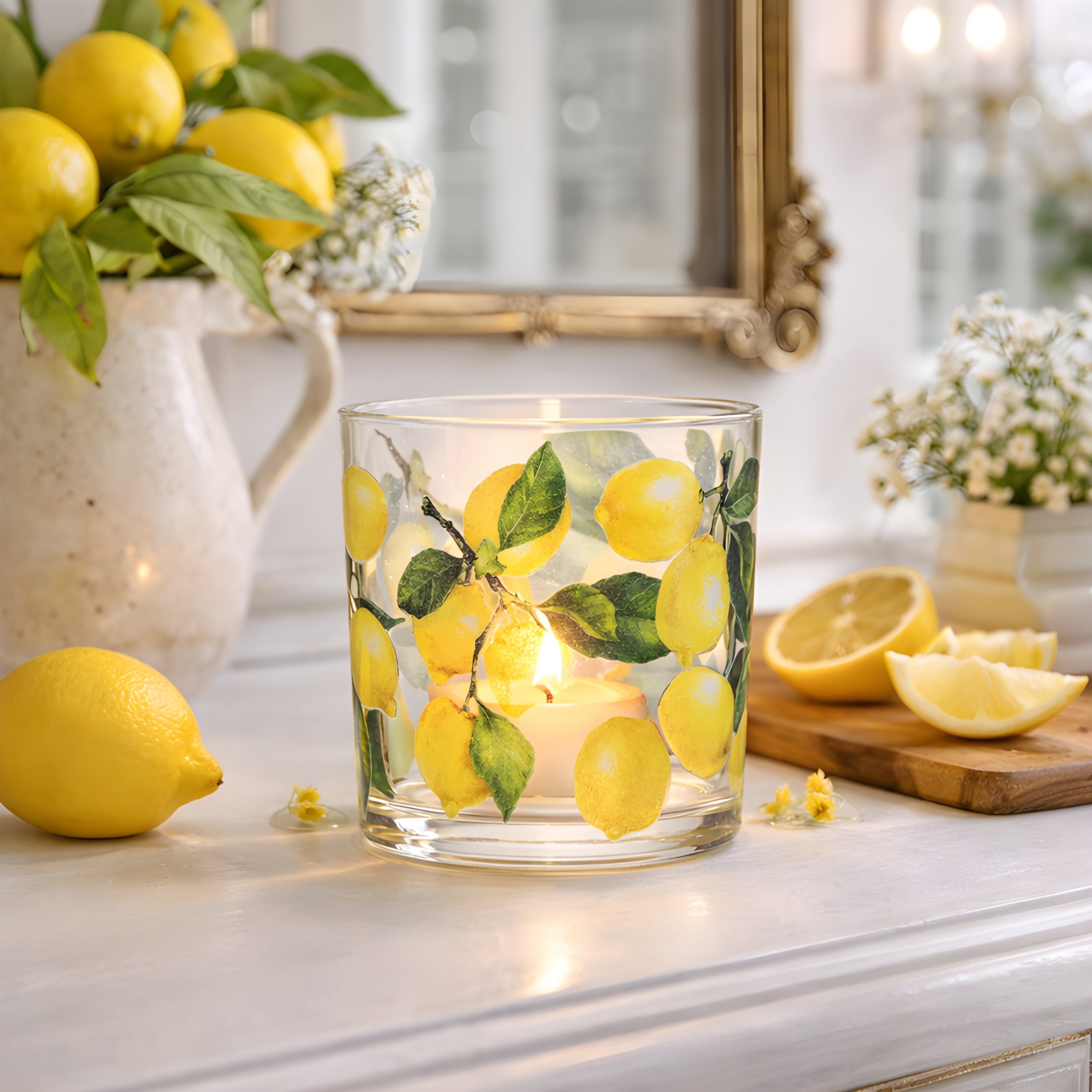 Lemon Votive 3 inch Glass Candle Holder
