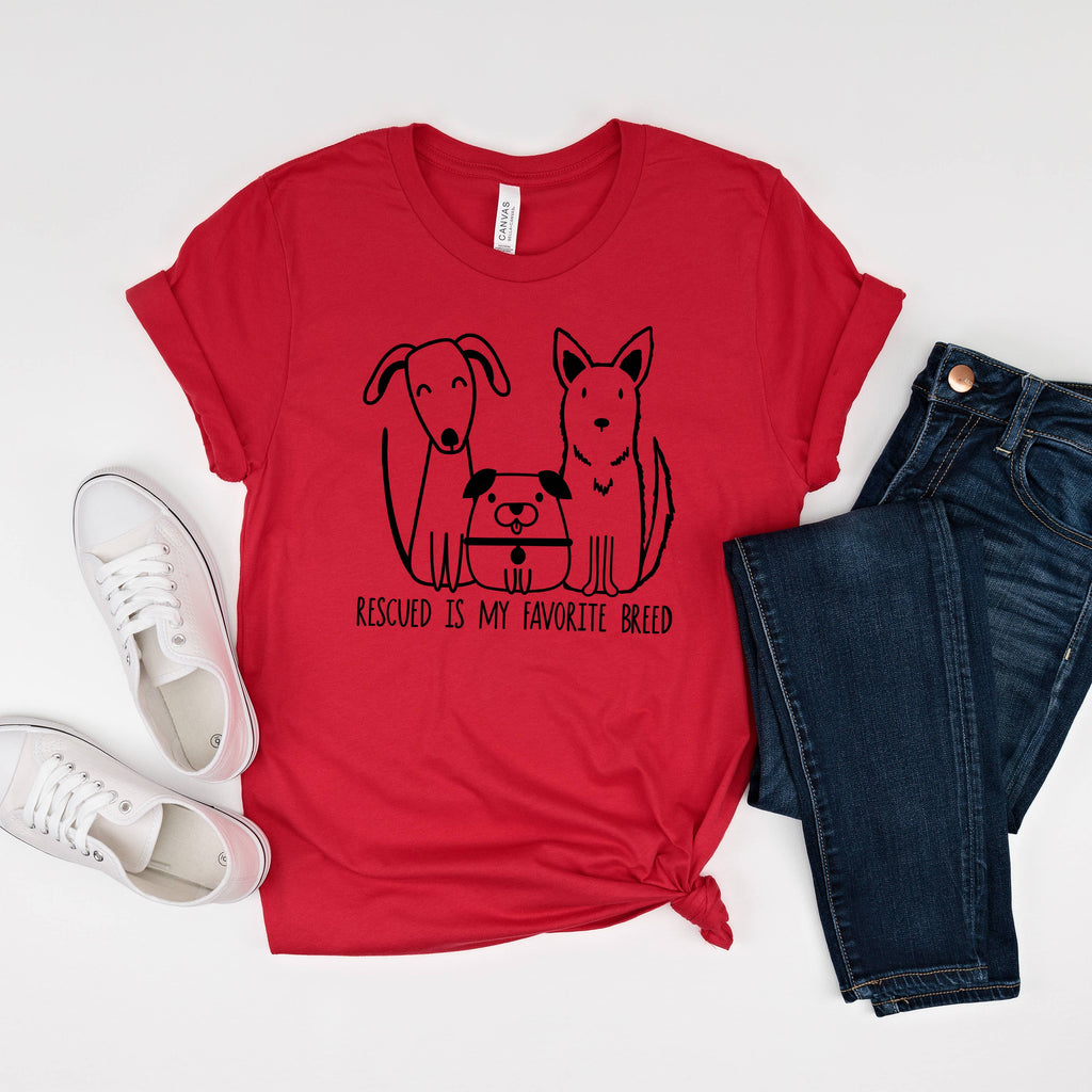 Rescued Is My Favorite Breed Dog Tshirt – Soft Bella Canvas Tee For Dog Lovers