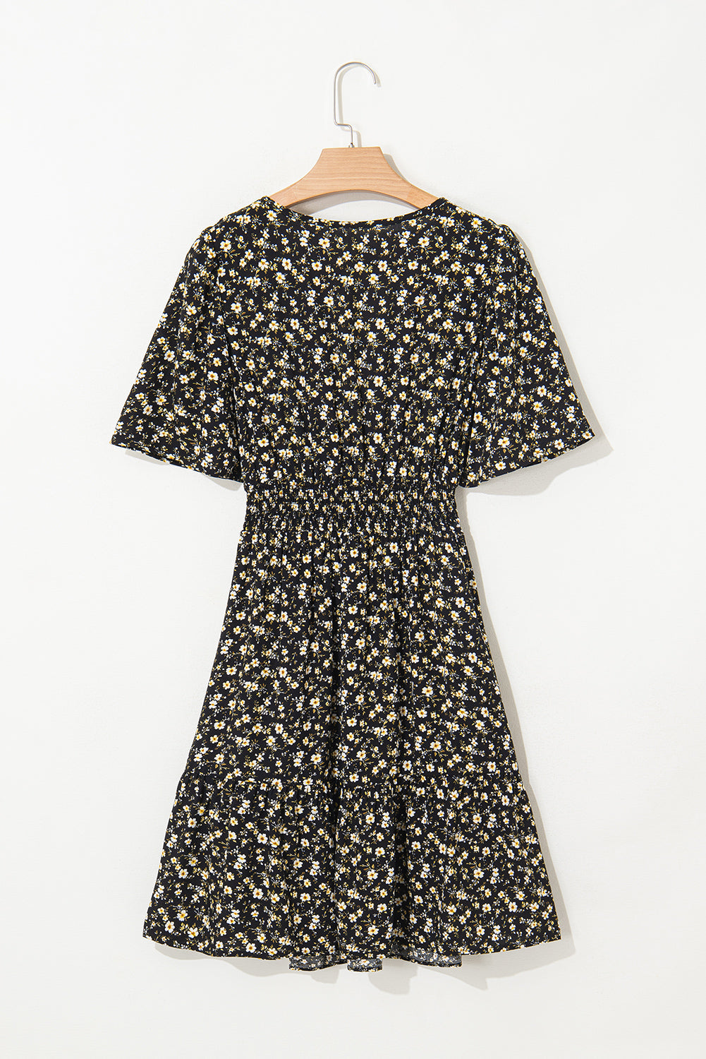 Floral Wrap V-Neck Short Sleeve Mini Dress