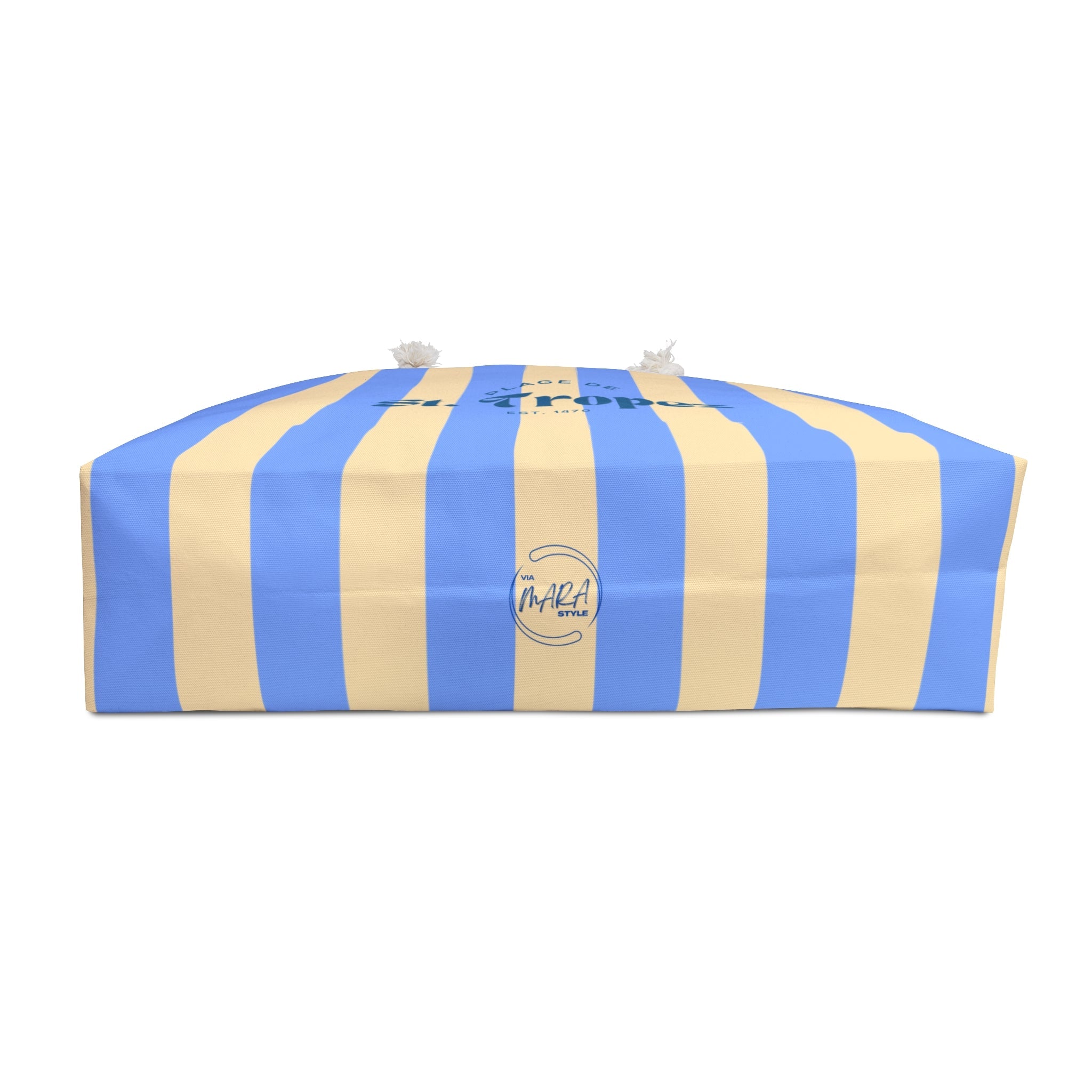 St. Tropez Striped Weekender Bag, Soft Blue — Beach Tote with Rope Handles
