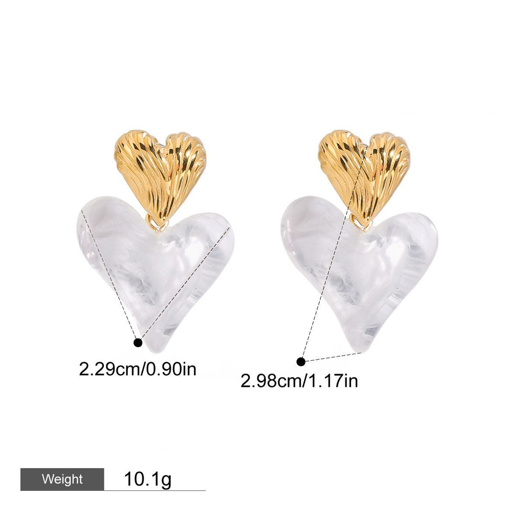 18K gold heart-shaped design light luxury noble earrings