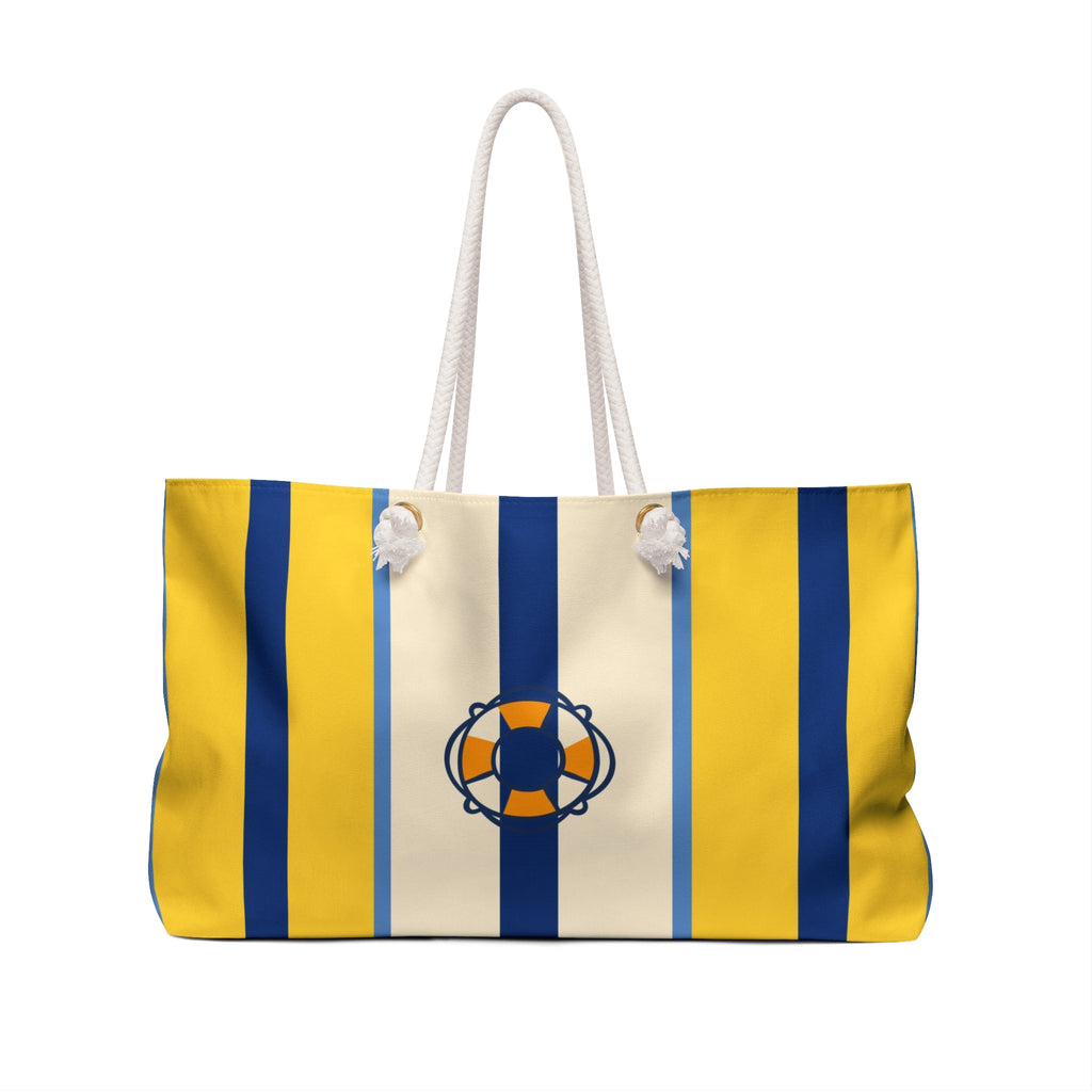 French Pool Weekender Bag — á la Piscine Oversized Blue Stripped Tote