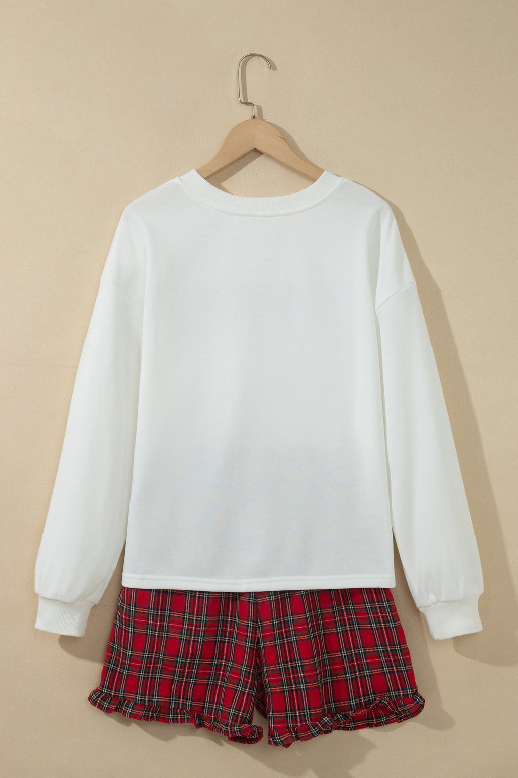 Christmas MERRY Graphic Top & Plaid Ruffle Shorts Set