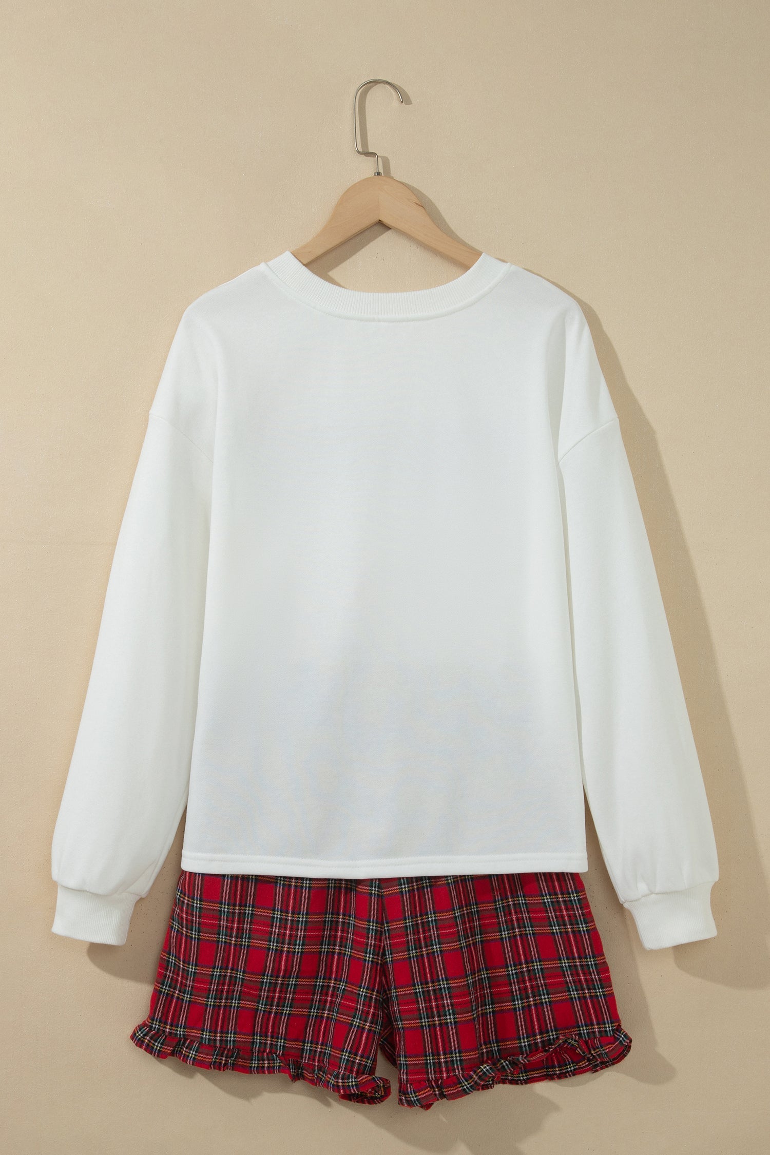 Christmas MERRY Graphic Top & Plaid Ruffle Shorts Set