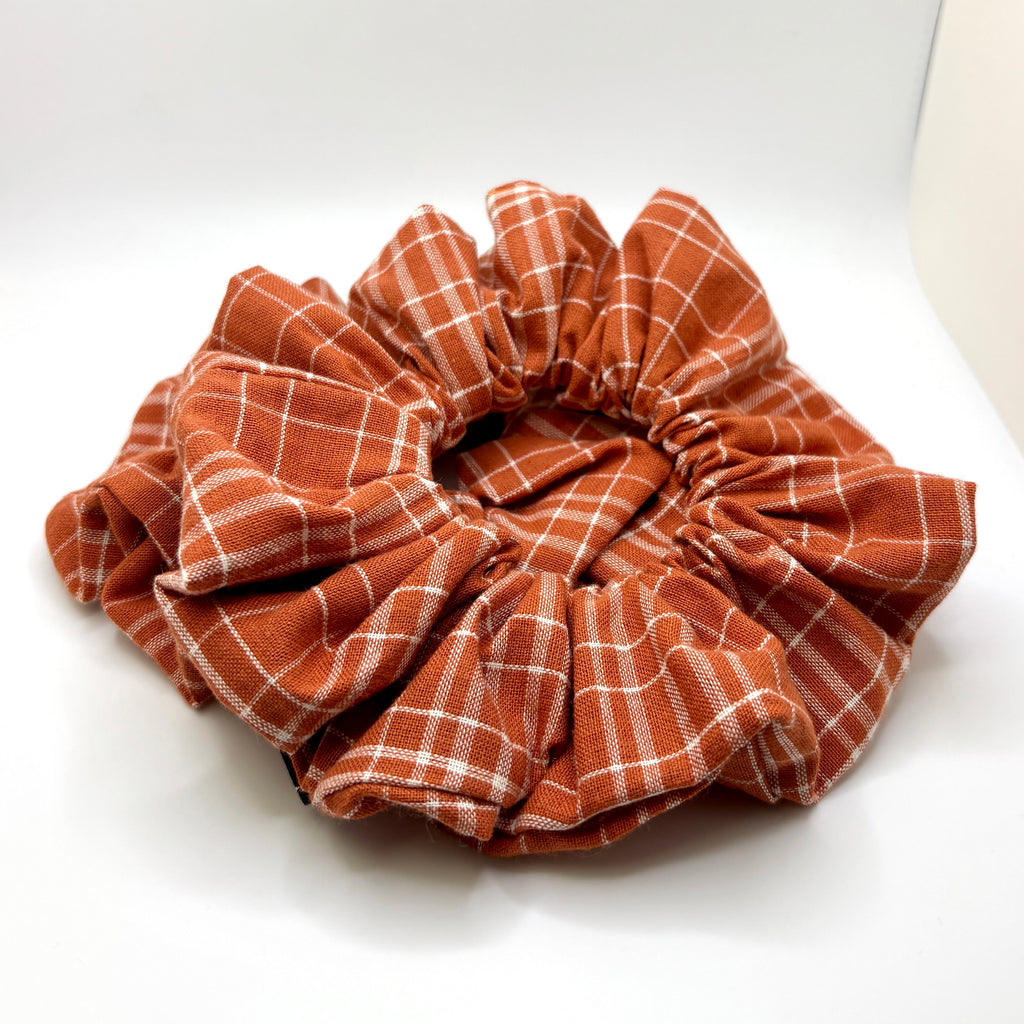 Rustic Orange Fall Plaid Scrunchie