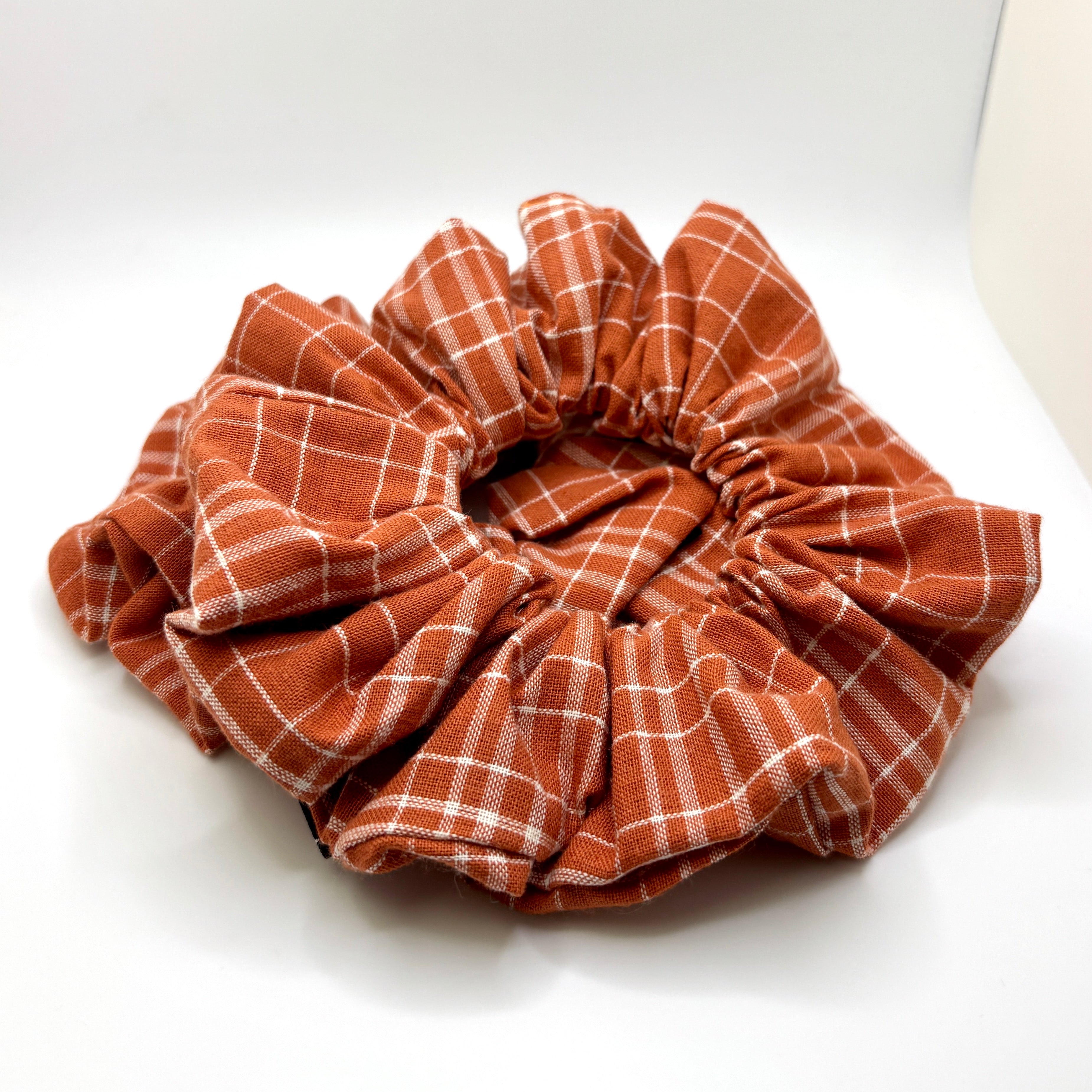 Rustic Orange Fall Plaid Scrunchie