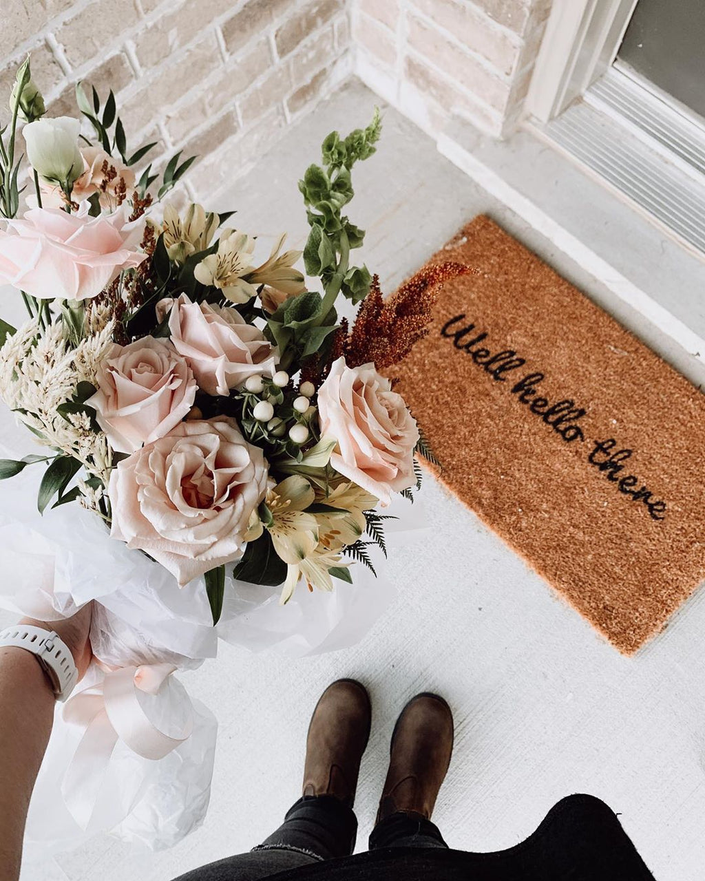 Well Hello There Vinyl Coir Doormat