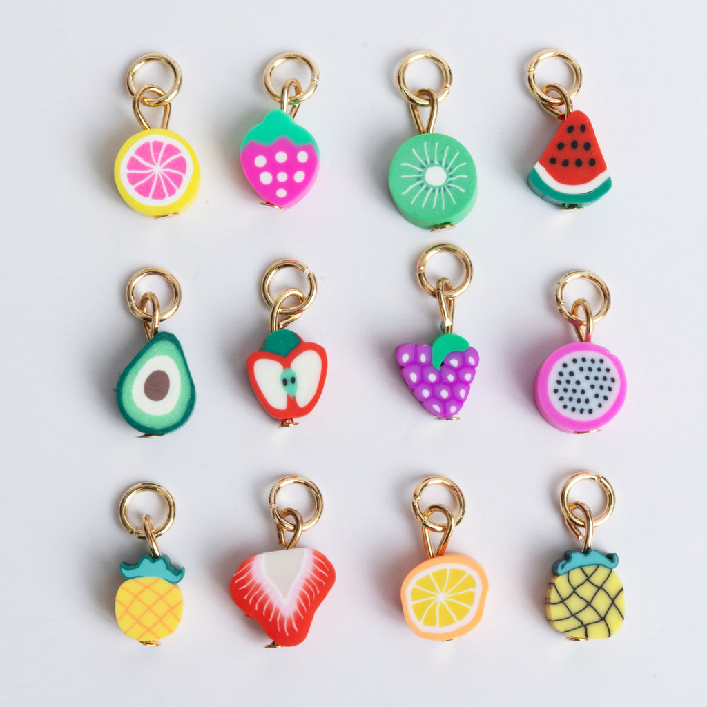 Fresh Picked Fruit Charm Set Polymer Fruit Slice Charms Set of 12