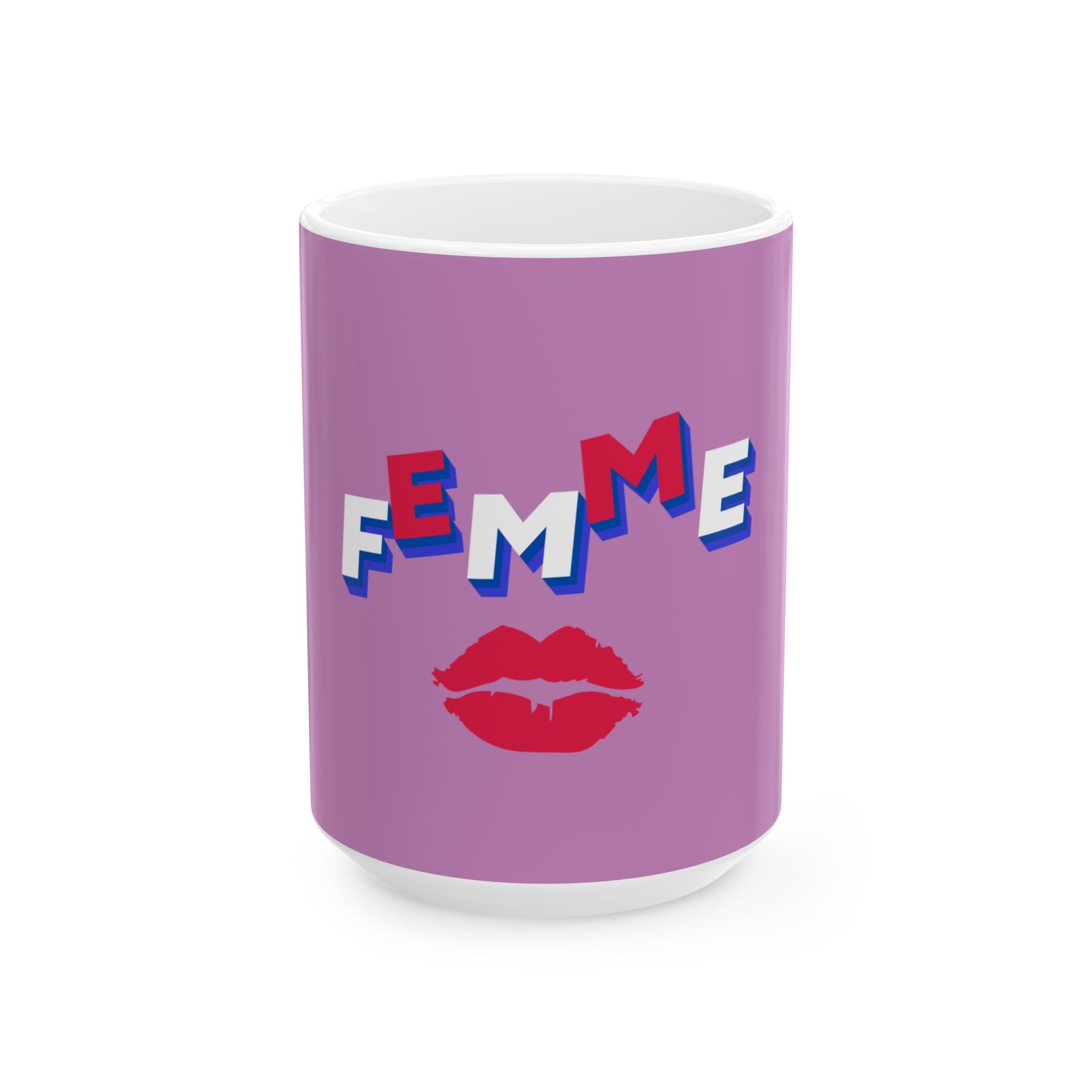Femme Kiss Ceramic Mug, VIOLET —WIFE  Coffee Cup