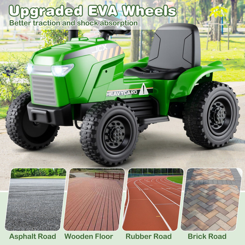 12V 2-in-1 Kids Ride On Tractor with Trailer and 3-Gear Shift