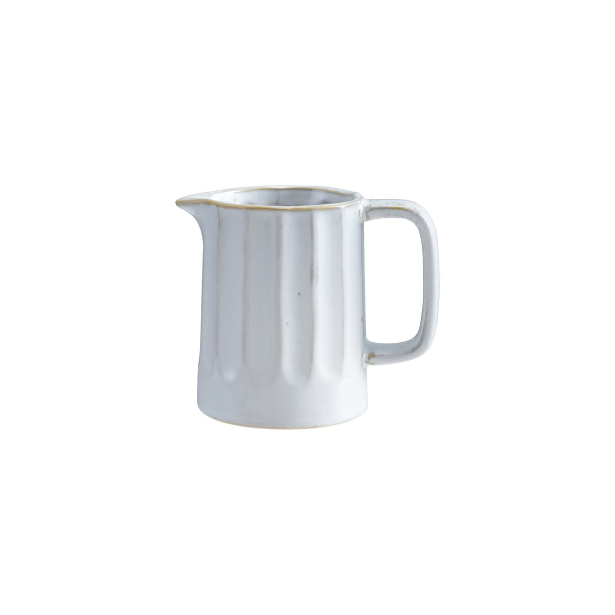Stoneware Ribbed Creamer Pitcher 12 oz - White & Blue Reactive Glaze