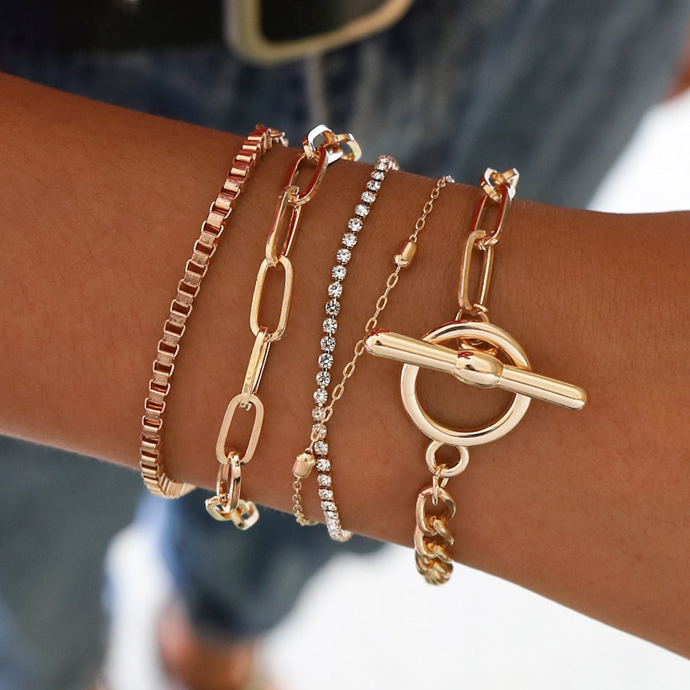Creative Mix and Match Diamond Round Bead Multi-layer Bracelet