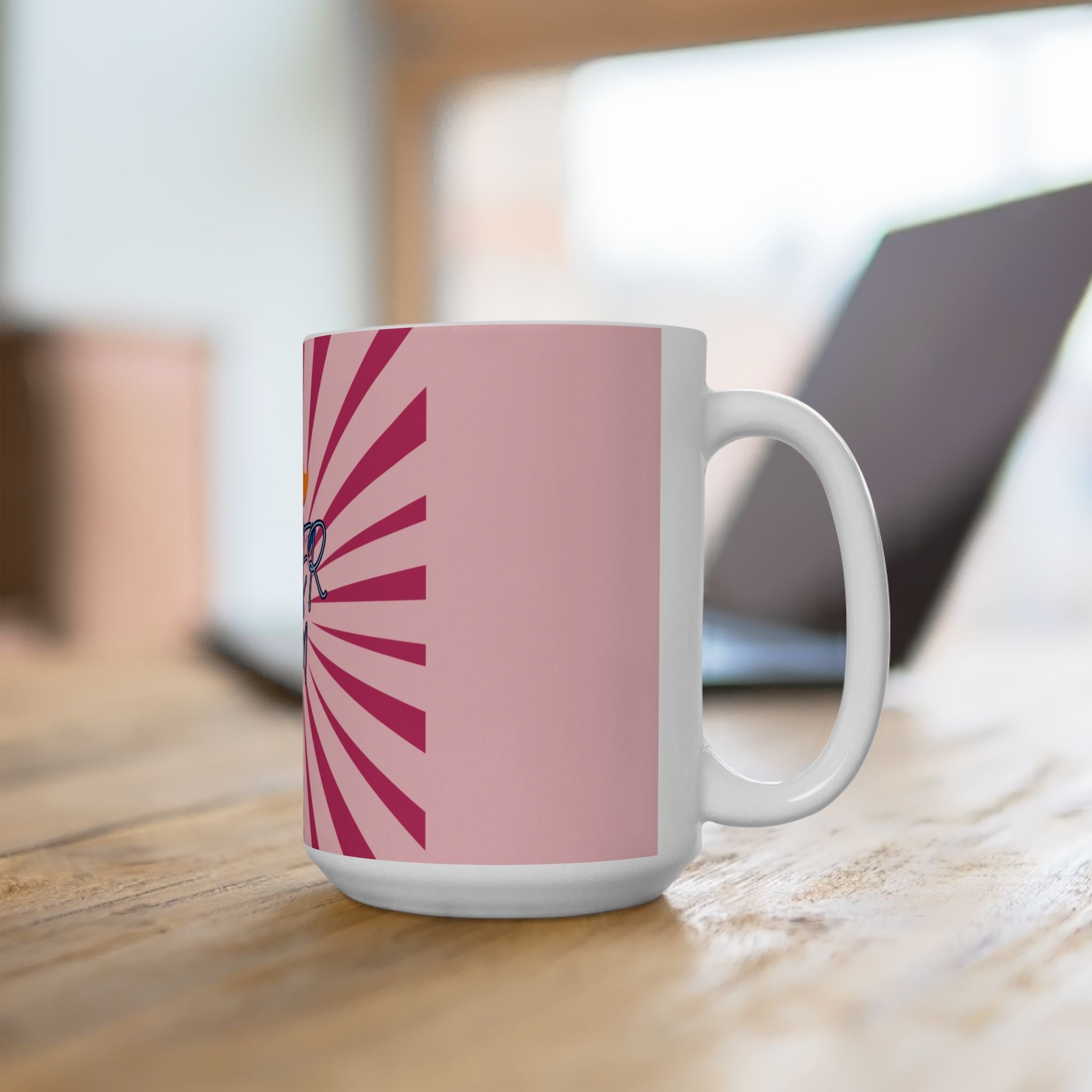 Super Mom Ceramic Mug, PINK – Retro Superhero Mom Coffee Cup