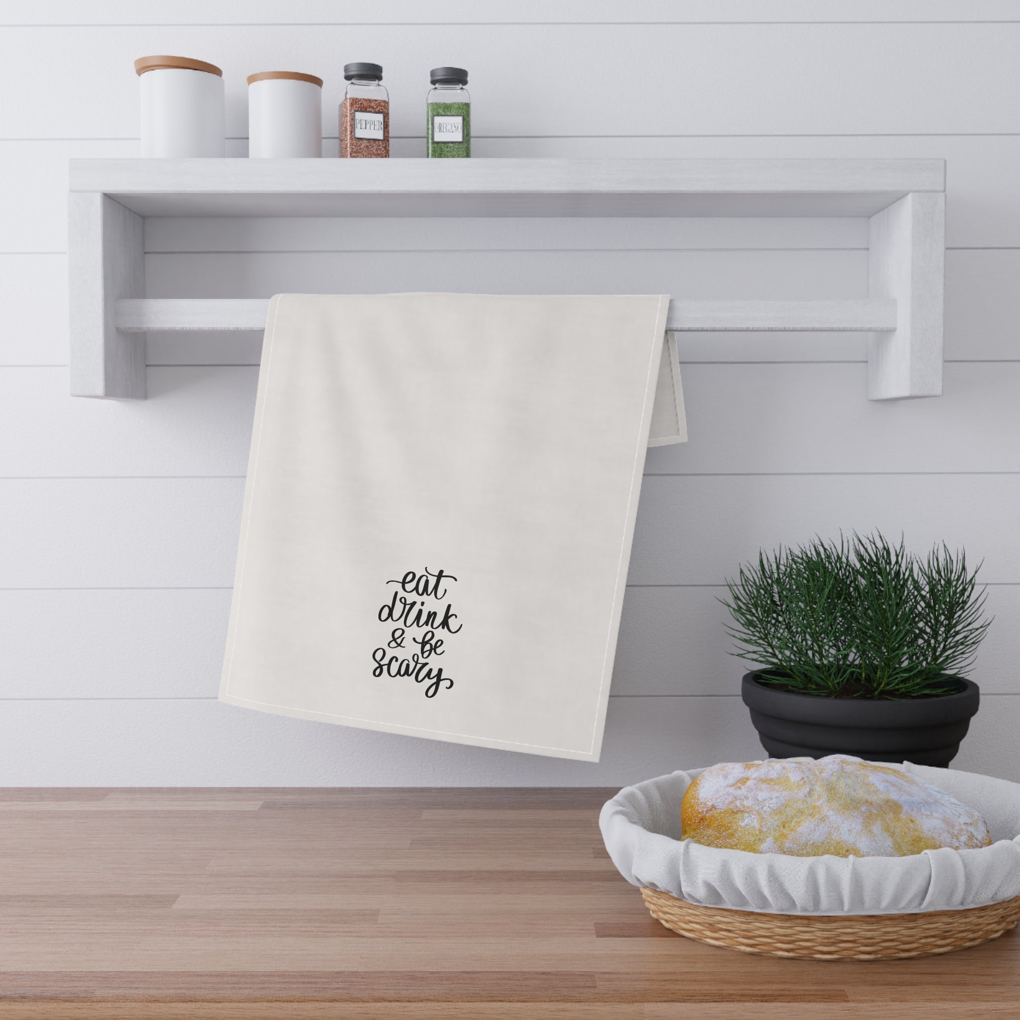"Eat Drink and be Scary" Halloween-Themed Cotton Kitchen Tea Towels, Fun & Functional Decor for Spooky Celebrations, Gifts for Home Cooks & Party Hosts