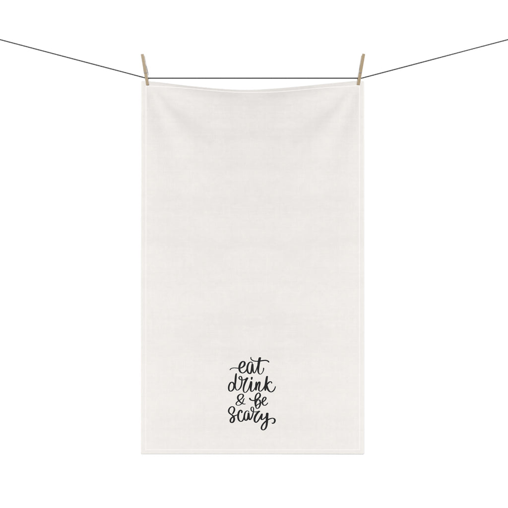 "Eat Drink and be Scary" Halloween-Themed Cotton Kitchen Tea Towels, Fun & Functional Decor for Spooky Celebrations, Gifts for Home Cooks & Party Hosts