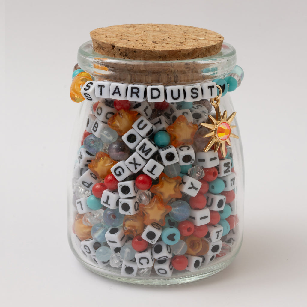 Stardust White and Black Block Alphabet Bead DIY Stretch Bracelet Kit