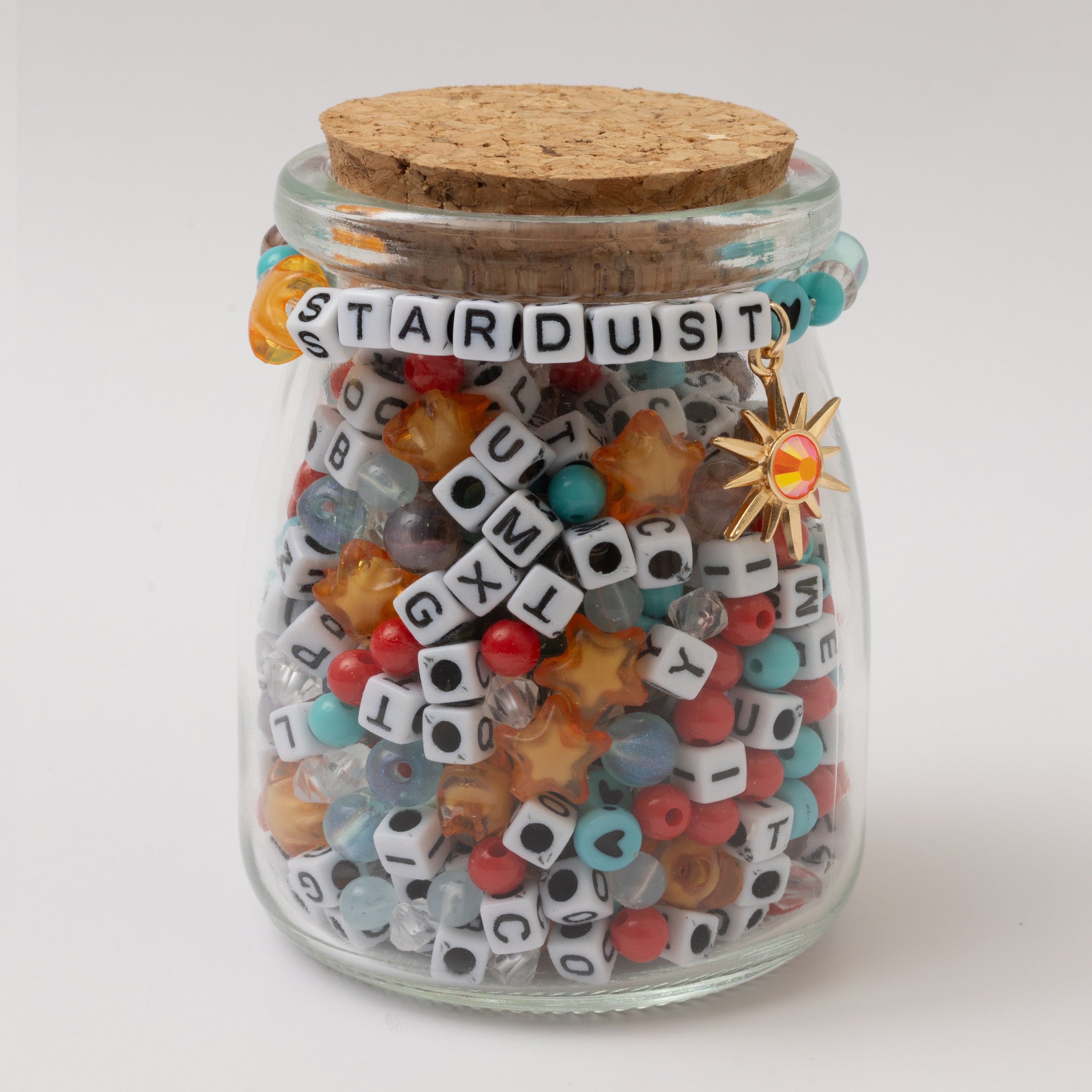 Stardust White and Black Block Alphabet Bead DIY Stretch Bracelet Kit