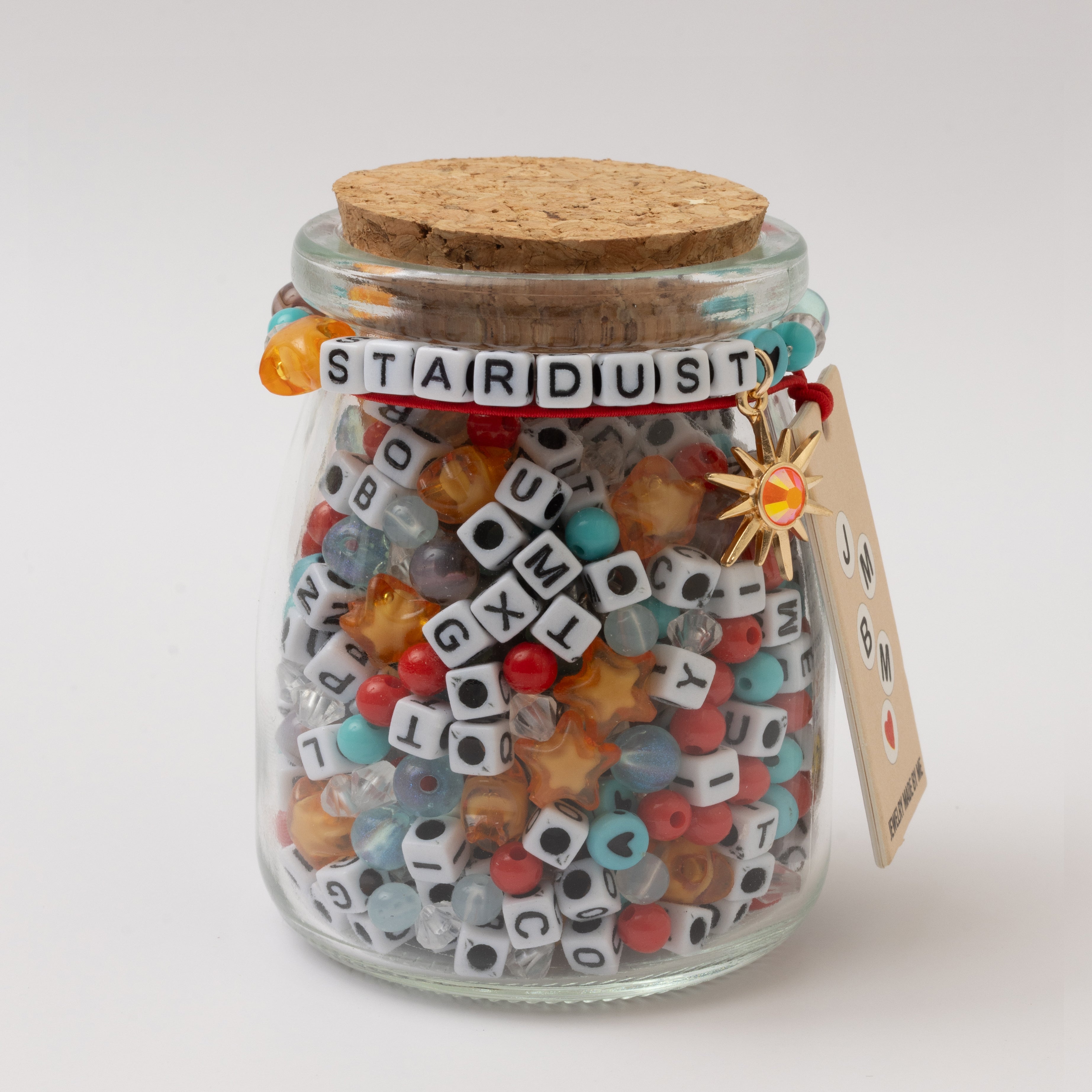 Stardust White and Black Block Alphabet Bead DIY Stretch Bracelet Kit