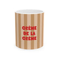 Crème de la Crème Ceramic Mug, RED – Retro Striped Coffee Cup (11oz & 15oz)
