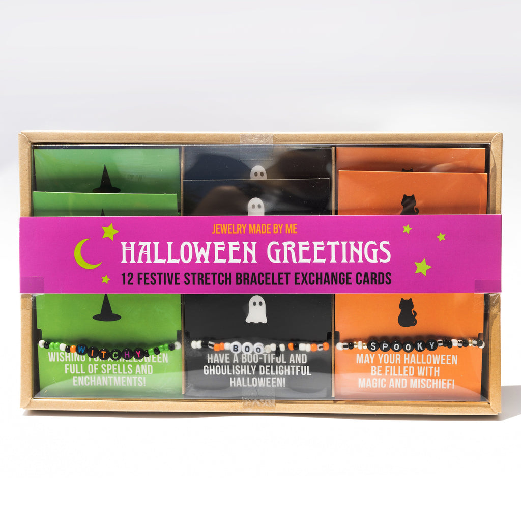 JMBM Halloween Stretch Word Bracelet Exchange Cards Boo-Basket Stuffers