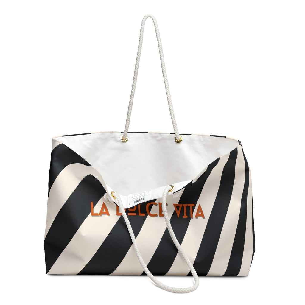 La Dolce Vita Black and White Weekender Bag