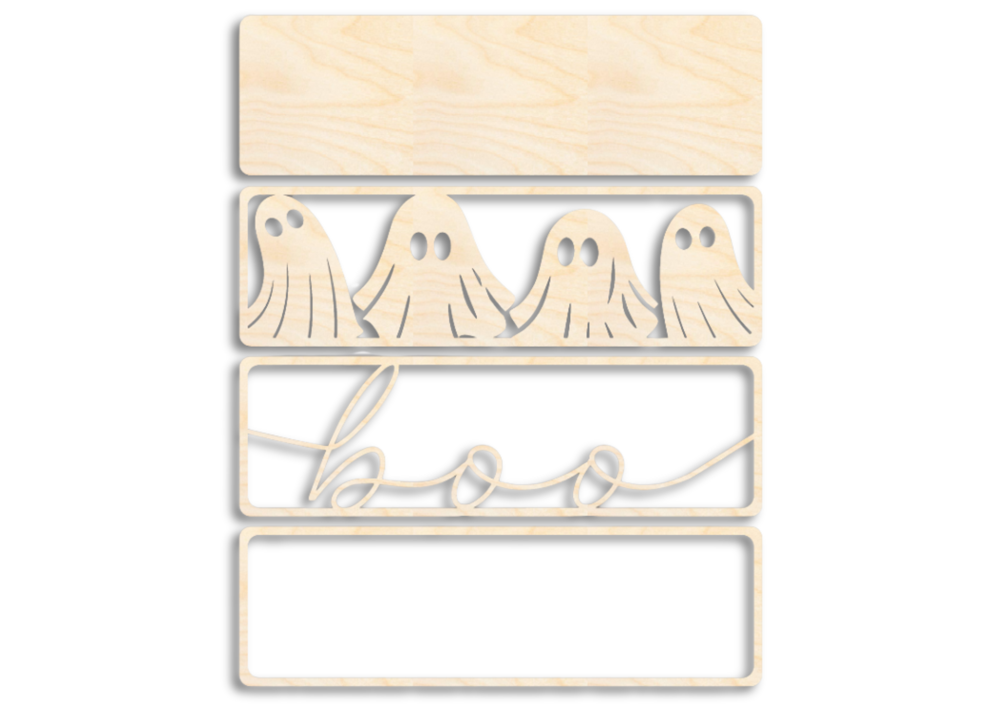 Unfinished Wood Layered Halloween Ghost Boo Sign | 4 Layers | up to 46"