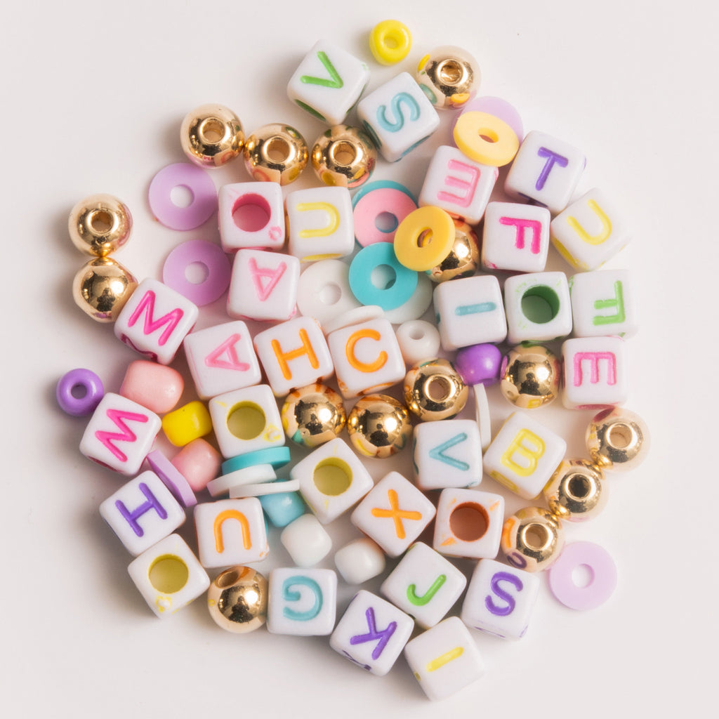 Multicolor Easter Heishi and Block Letter DIY Beaded Jewelry Jar