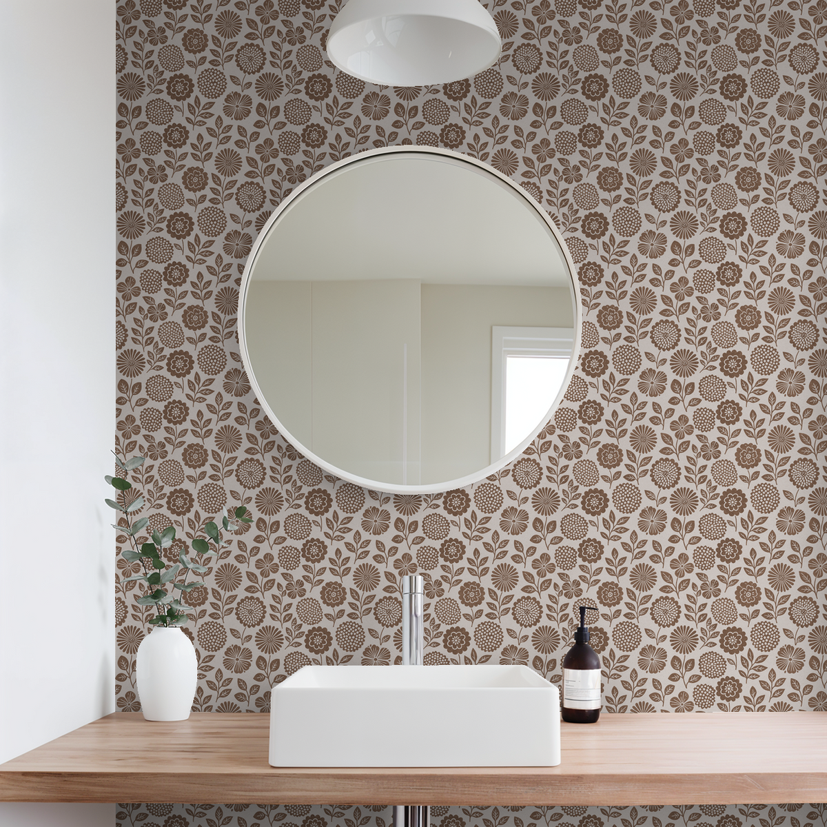 Folkflower (Brown) Wallpaper