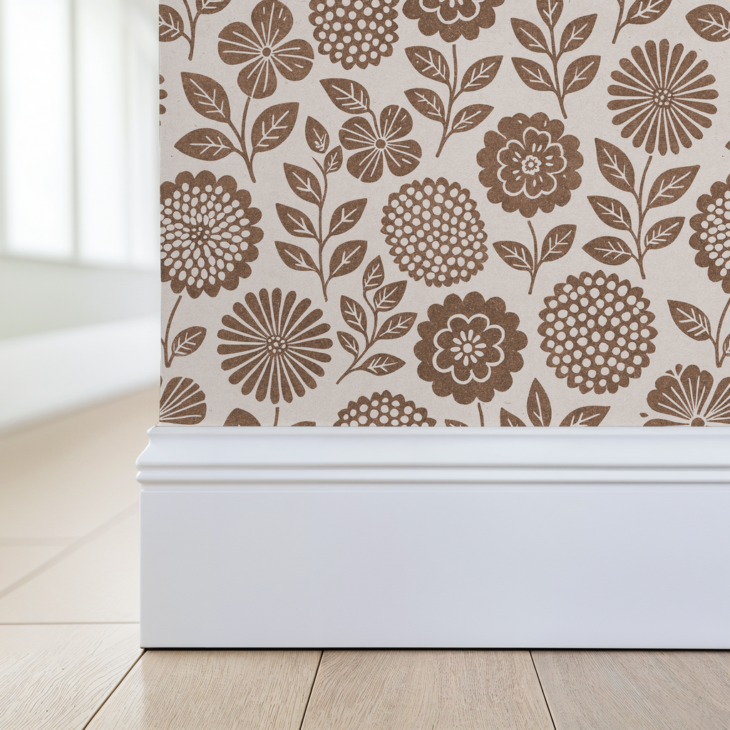 Folkflower (Brown) Wallpaper
