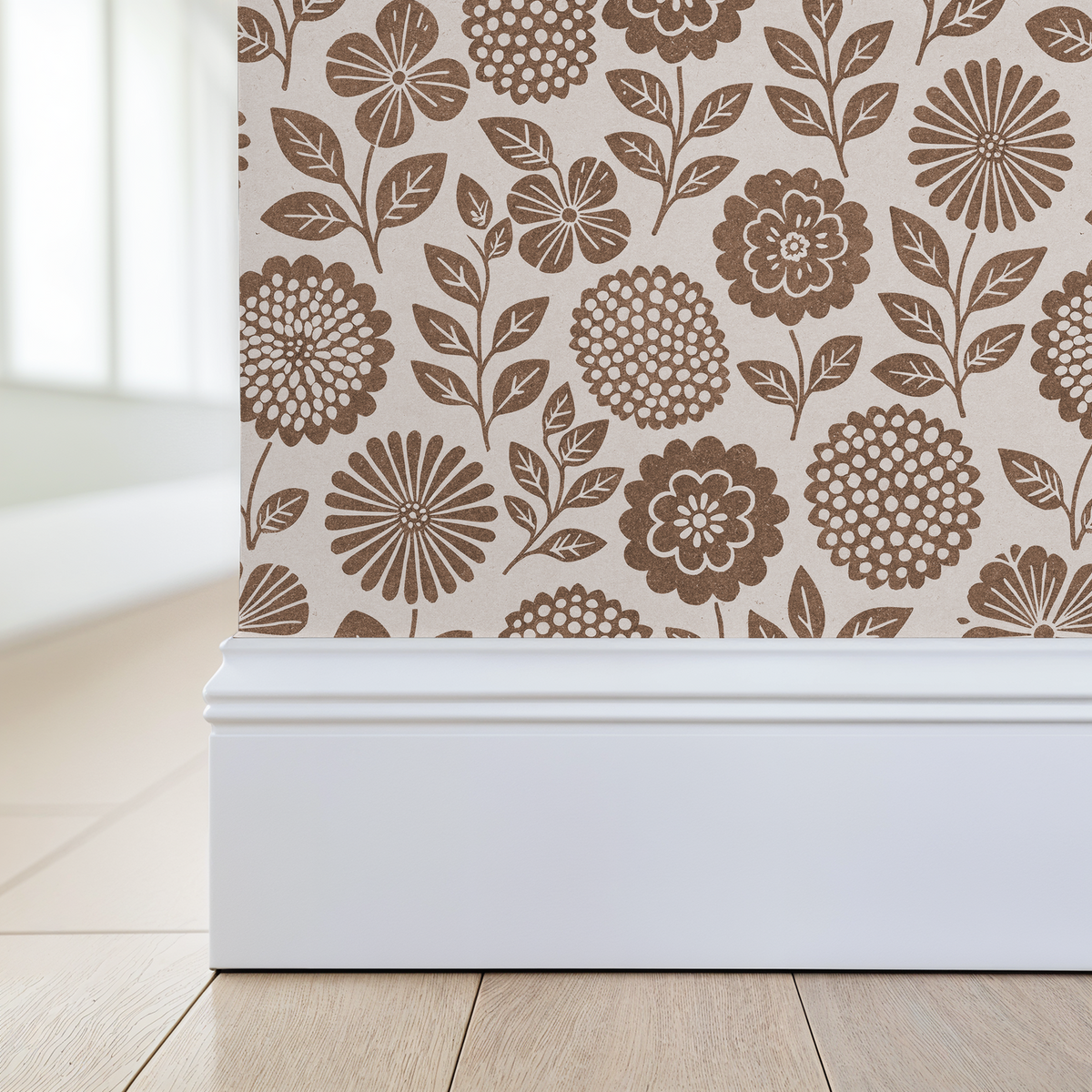 Folkflower (Brown) Wallpaper