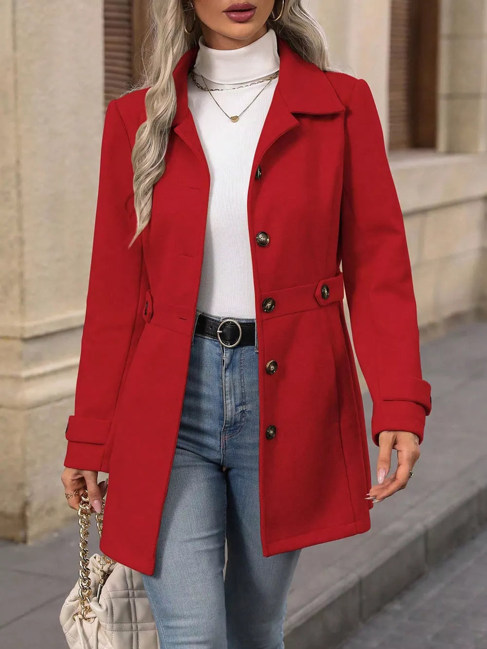 Collared Neck Button Up Coat