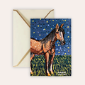 Brown Horse Starry Night Fine Art Greeting Card