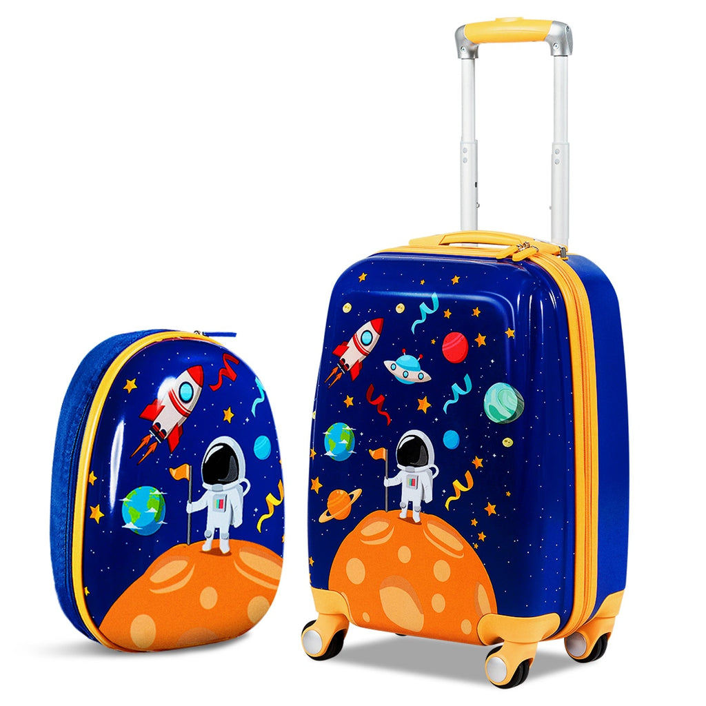 2PC Kids Luggage Set Rolling Suitcase & Backpack-Pink
