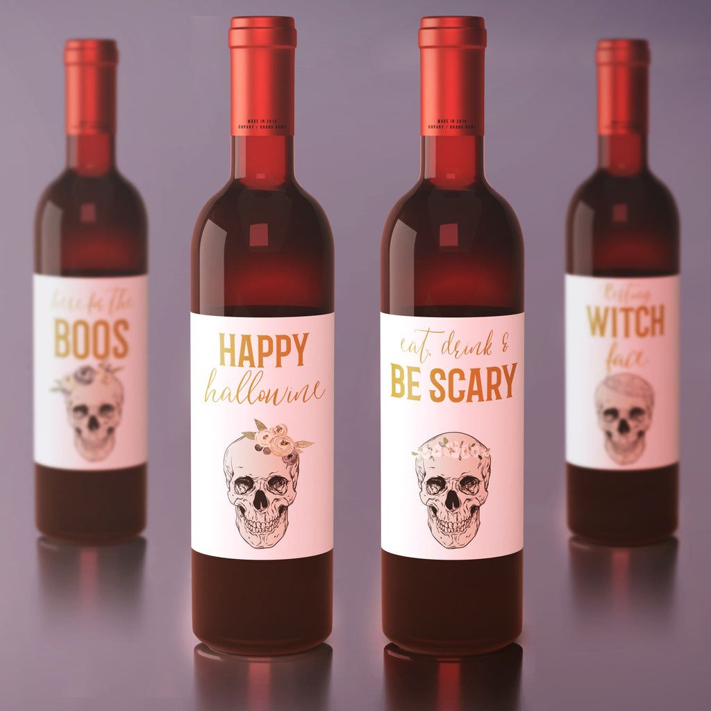 Halloween Wine Labels, Pack of 4