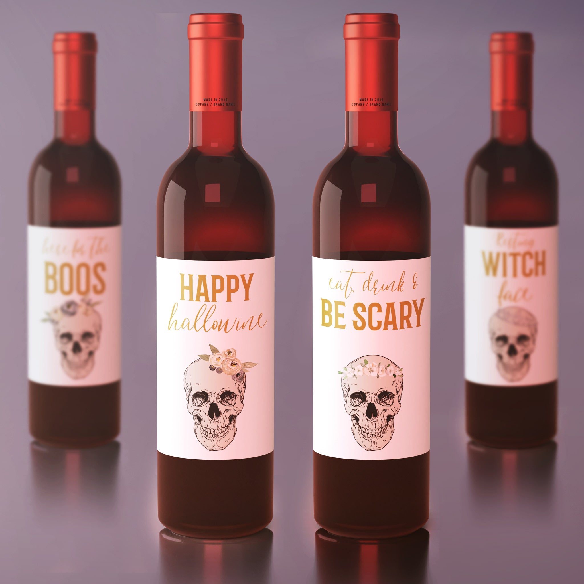 Halloween Wine Labels, Pack of 4