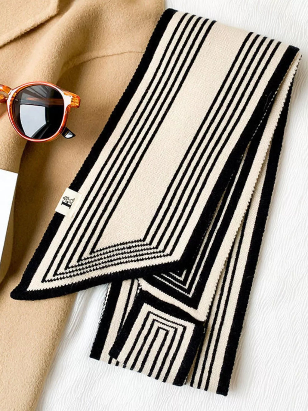 Striped Knitted Winter Scarf