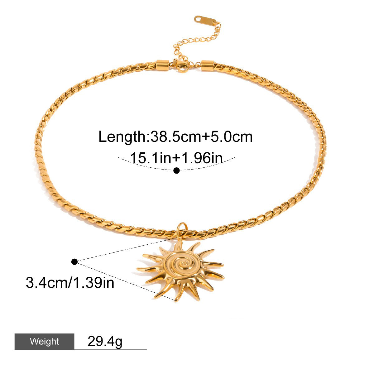 18K gold geometric shape with texture design high-end unique necklace