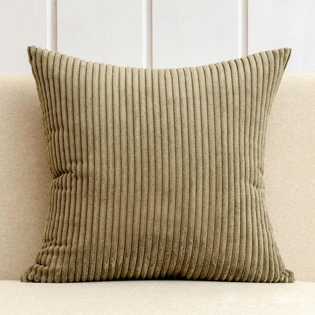 1Pcs Beautiful Color Corduroy Pillow Case Decorative Sofa Cushion Cover Solid Color Corduroy Cushion Cover With Stripe Pattern Home Decor Charming 21 Colors
