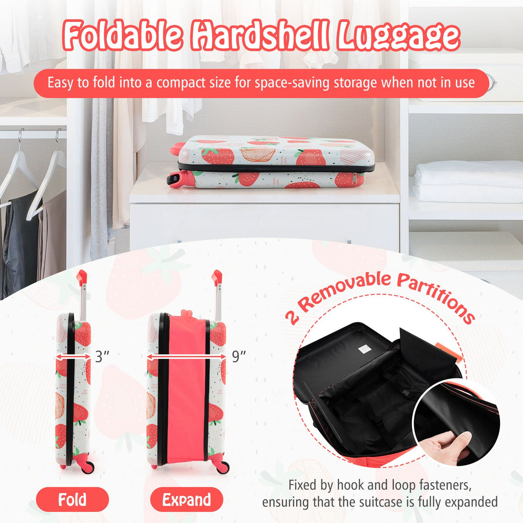 20 Inch Kids Rolling Luggage Foldable Hardshell Carry-on Suitcase on Wheels