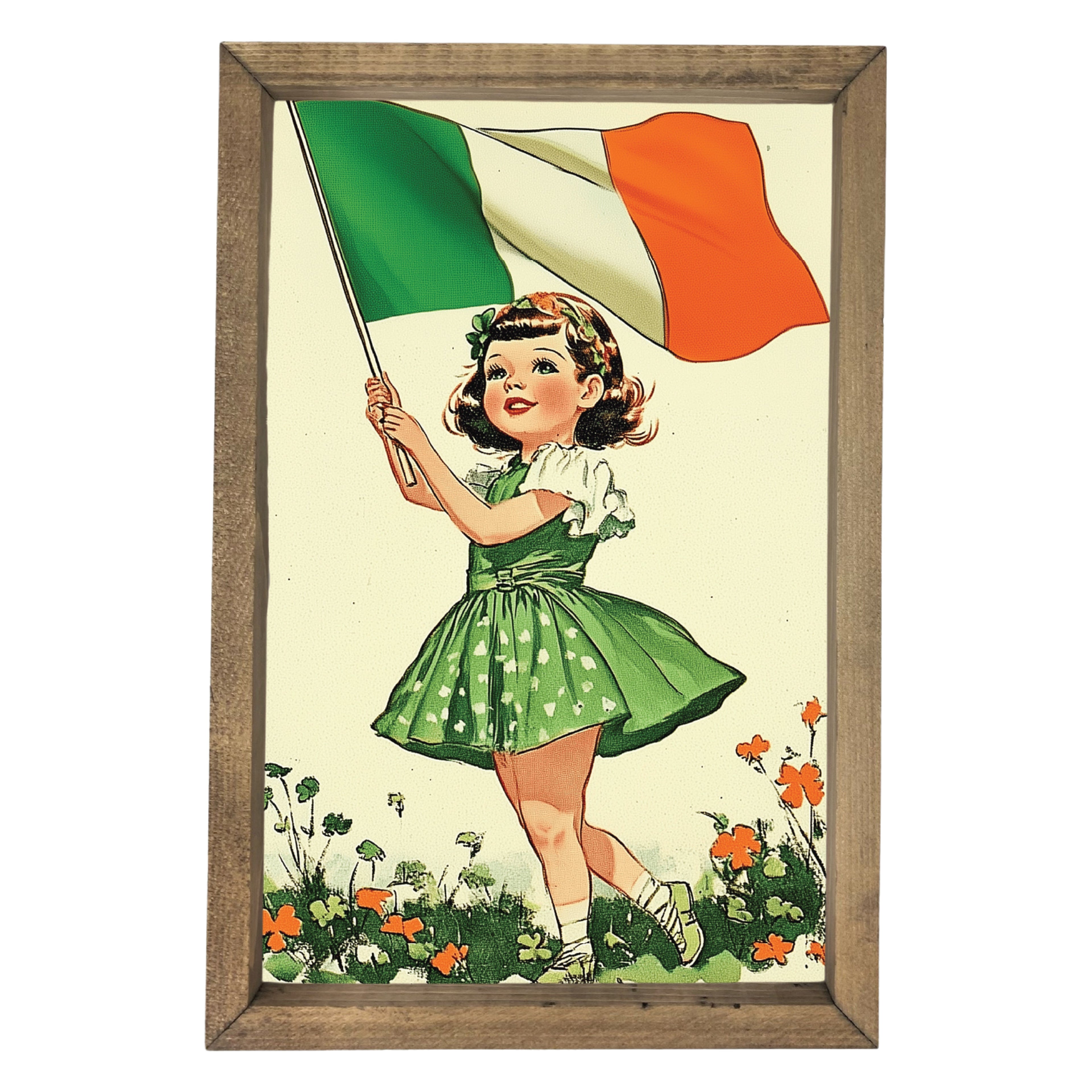 Girl with Irish Flag Framed Art